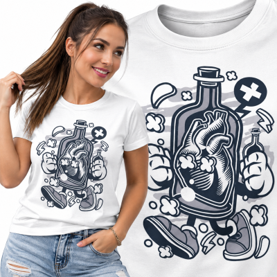 KOSZULKA DAMSKA ANIMOWANA  BOTTLE OF HEART